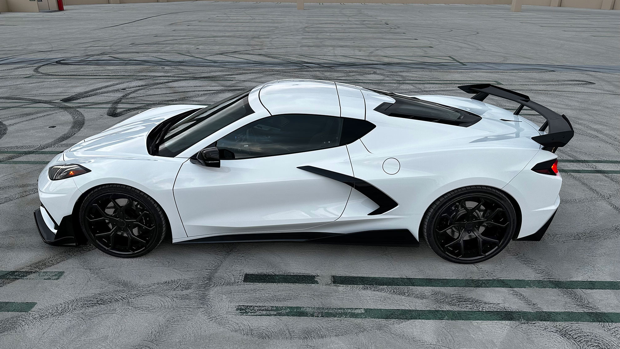 2020-2026 Chevrolet Corvette wickerbill, fits all with OEM high wing, 2 piece, black - Image 2