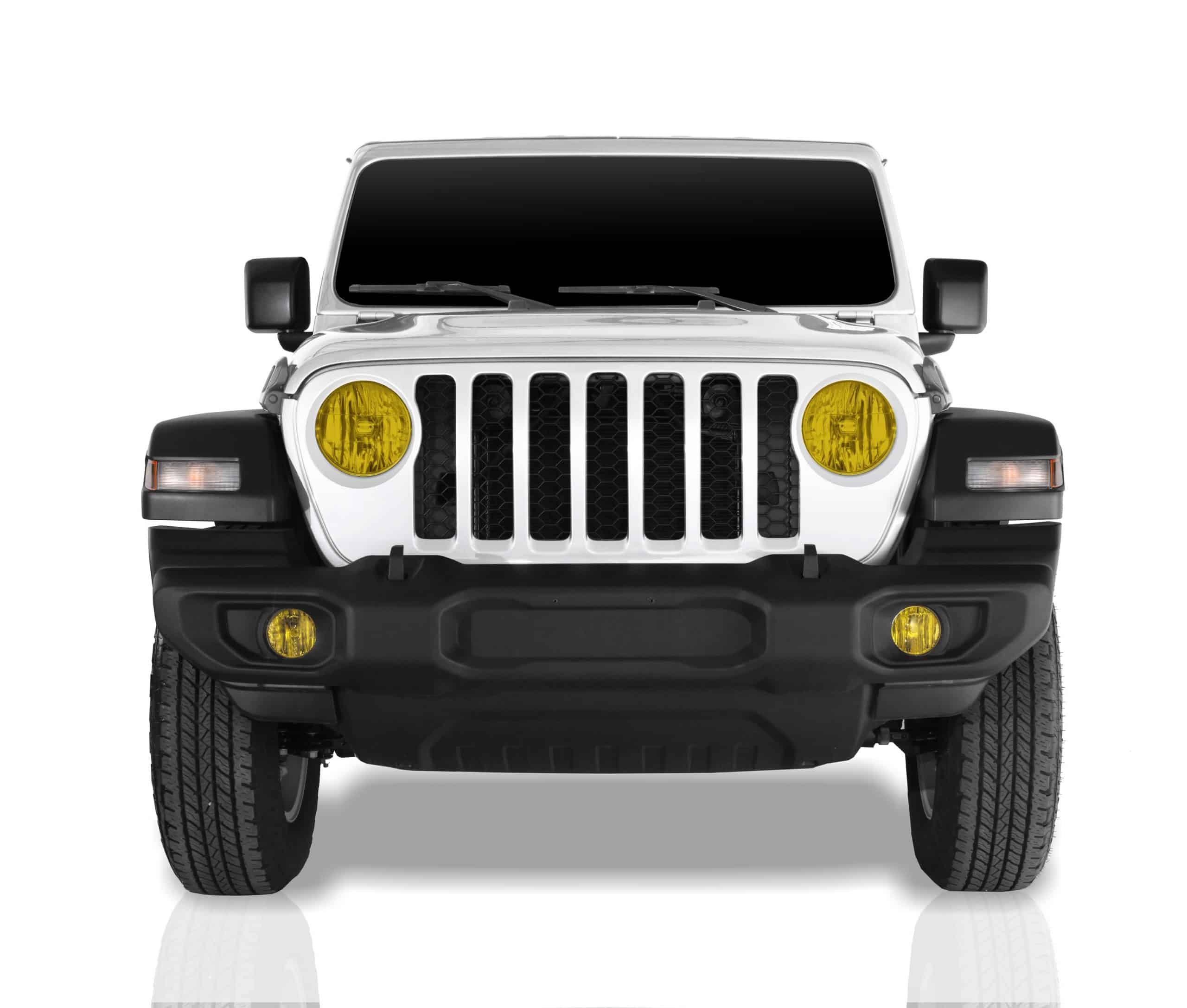 2007-2010 Jeep Wrangler, Headlight Cover, 2 Piece, Transparent Yellow - GT  Styling